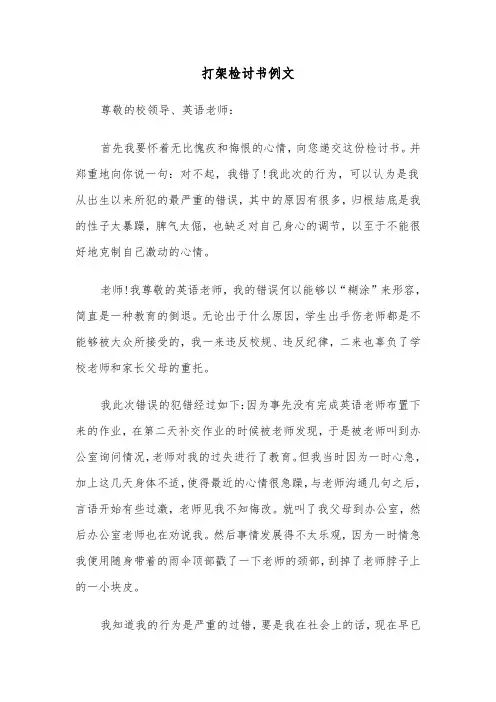 打架检讨书例文(6篇)