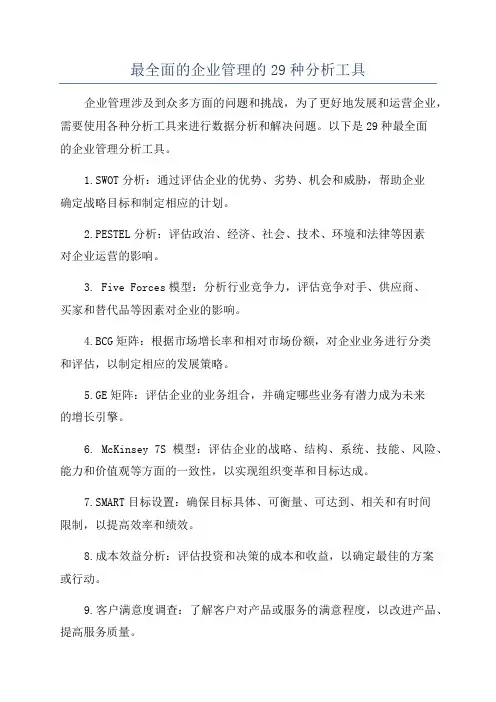 最全面的企业管理的29种分析工具