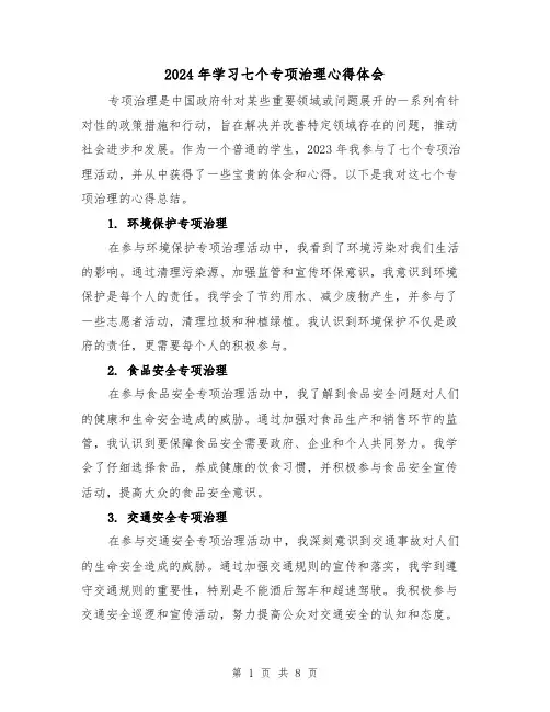 2024年学习七个专项治理心得体会(3篇)