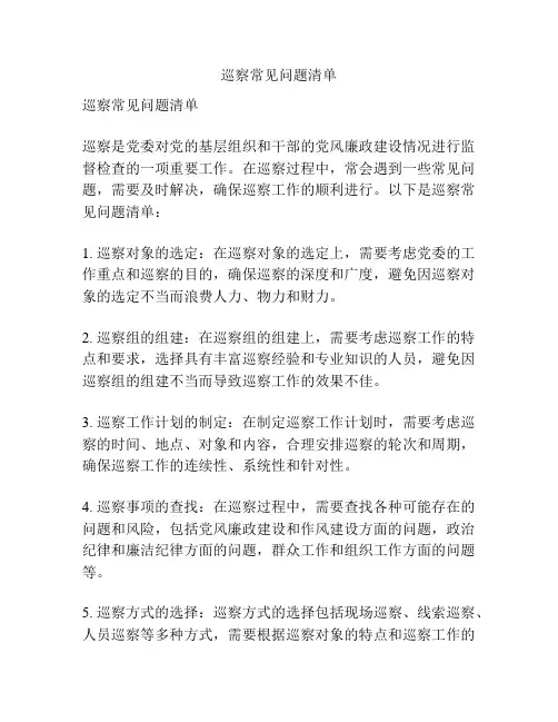 巡察常见问题清单