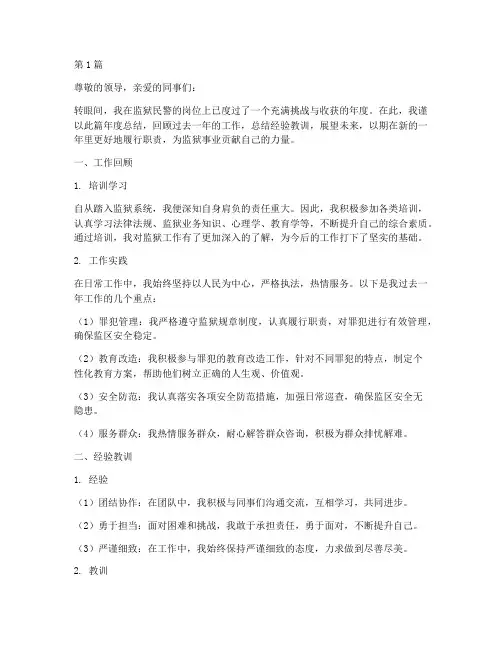 监狱新民警年度总结范文(3篇)
