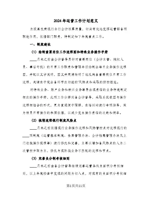 2024年运营工作计划范文（四篇）