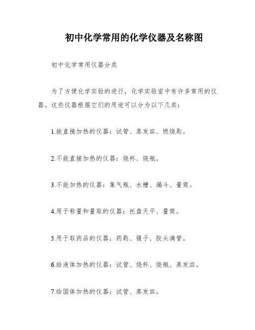 初中化学常用的化学仪器及名称图
