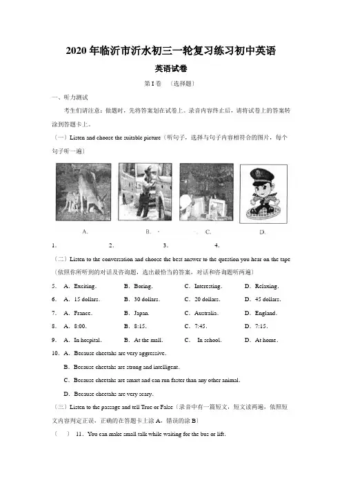 2020年临沂市沂水初三一轮复习练习初中英语