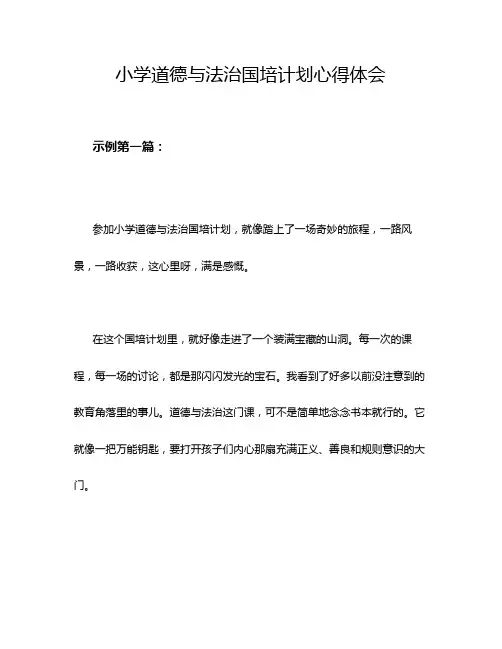 小学道德与法治国培计划心得体会