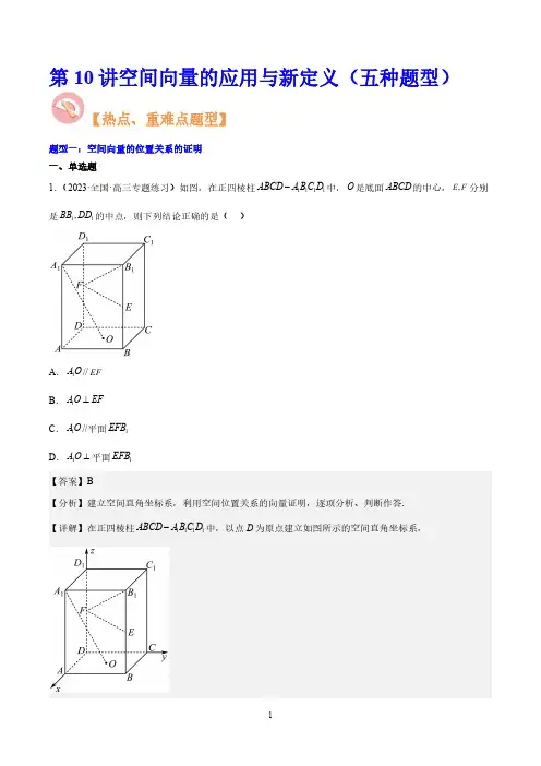 第10讲空间向量的应用与新定义(五种题型)-高考数学热点、重难点题型(新高考专用)(解析版)