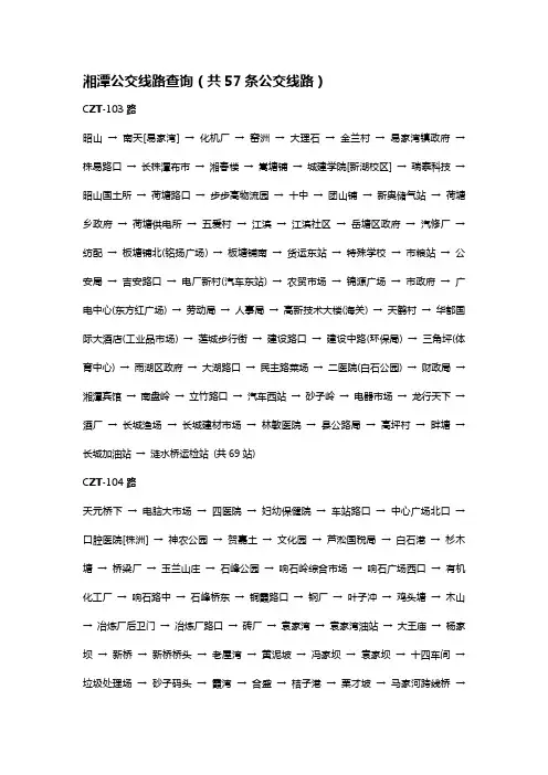 湘潭公交线路查询