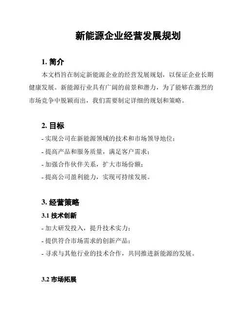 新能源企业经营发展规划