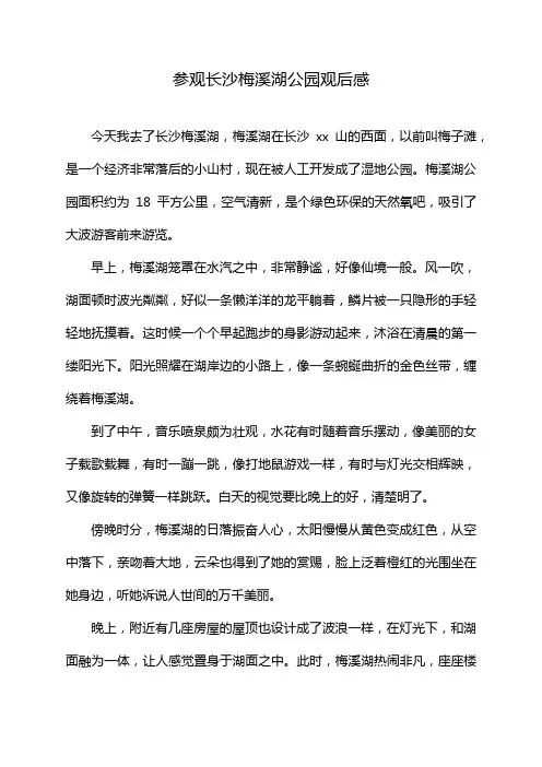 参观长沙梅溪湖公园观后感
