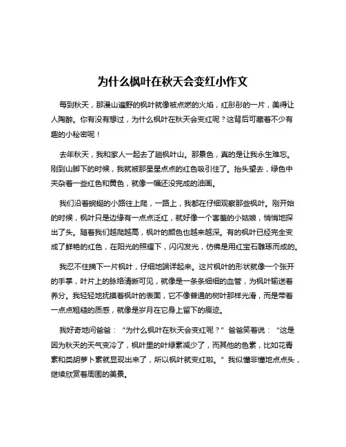 为什么枫叶在秋天会变红小作文