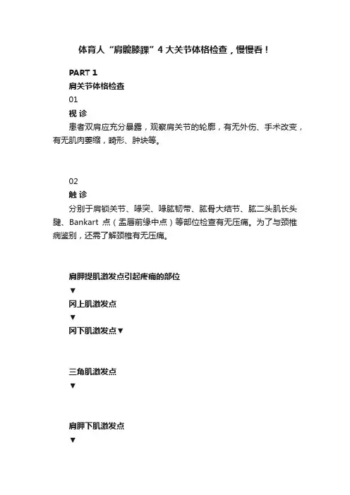 体育人“肩髋膝踝”4大关节体格检查，慢慢看！