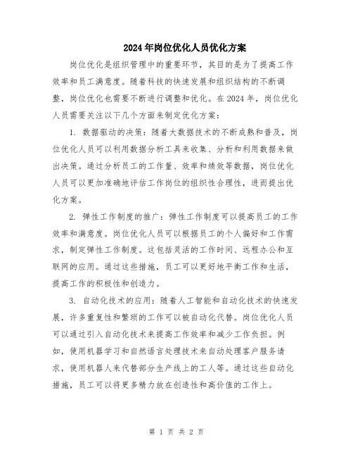 2024年岗位优化人员优化方案