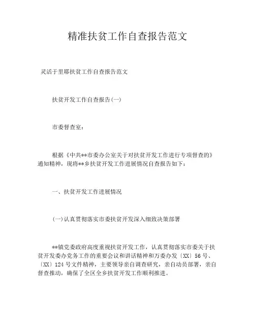 精准扶贫工作自查报告范文