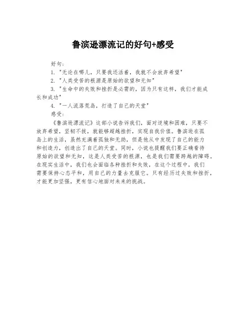 鲁滨逊漂流记的好句+感受