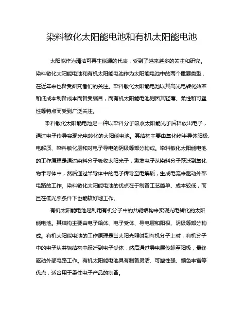 染料敏化太阳能电池和有机太阳能电池