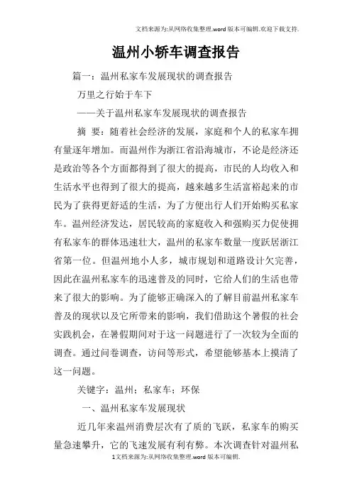 温州小轿车调查报告