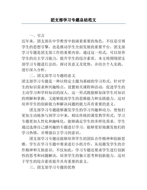 团支部学习专题总结范文
