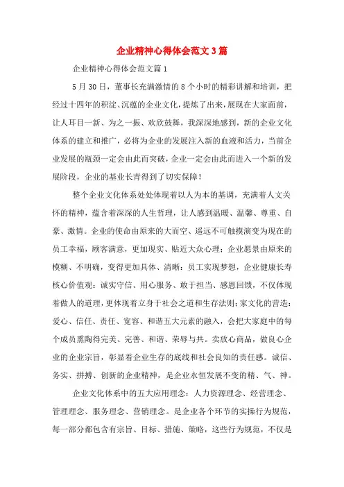 企业精神心得体会范文3篇