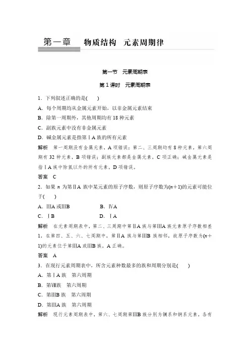 课时作业20：1.1.1 元素周期表