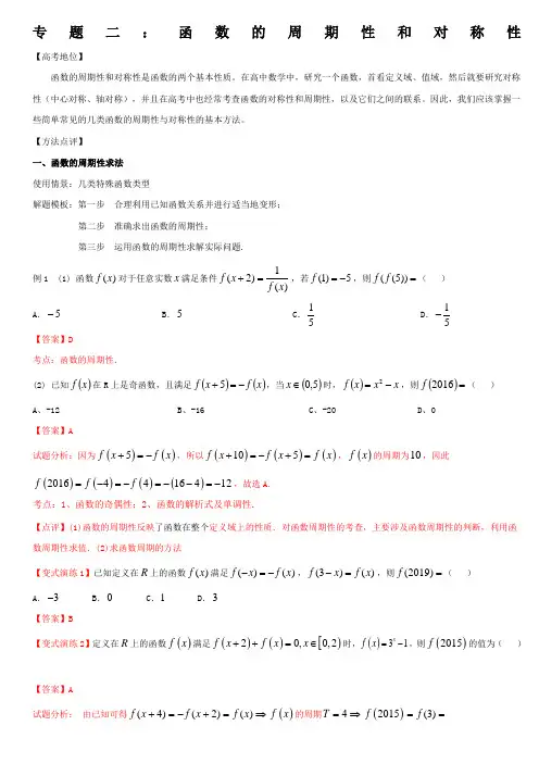 函数的周期性和对称性解析王彦文
