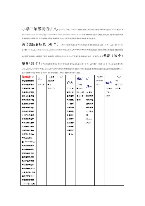 课件资料小学三年级英语讲义