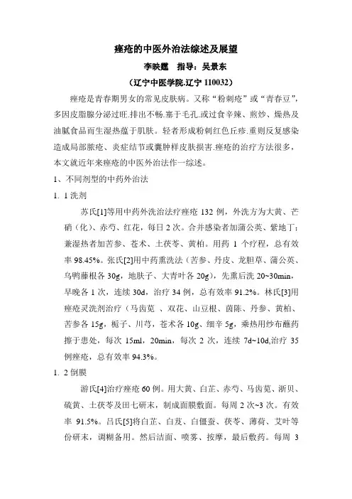 痤疮的中医外治法综述及展望