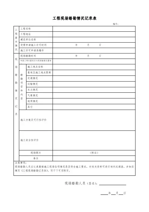 现场踏勘记录表