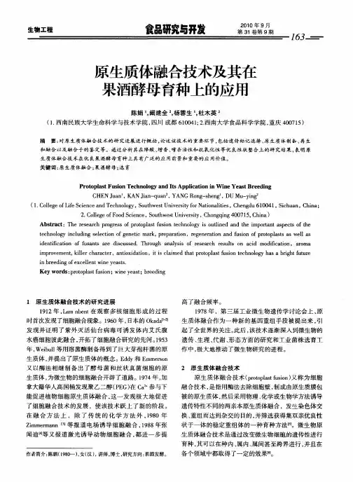 原生质体融合技术及其在果酒酵母育种上的应用