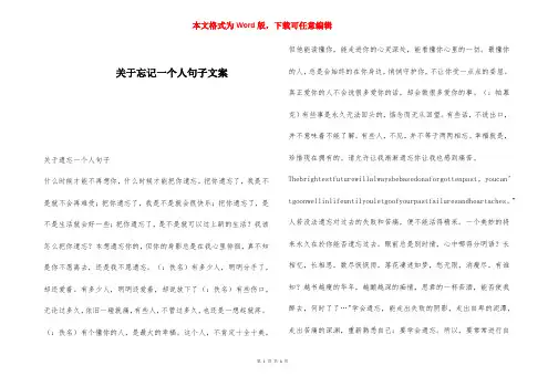 关于忘记一个人句子文案 
