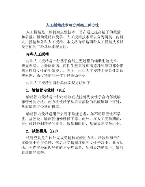 人工授精技术可分两类三种方法