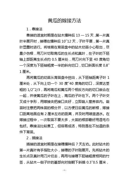 黄瓜的嫁接方法