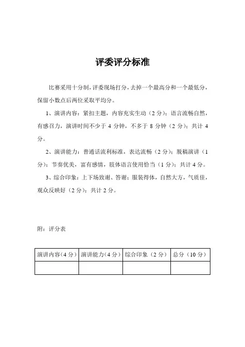 评委评分标准