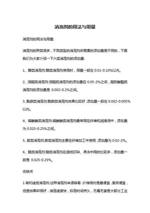 消泡剂的用法与用量