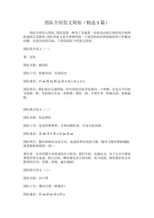 团队介绍的微信稿