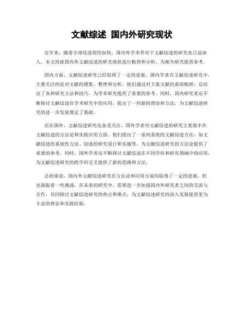 文献综述 国内外研究现状