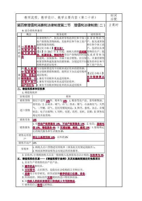 第二十讲 经济法基础教案-第四章增值税消费税法律制度 第二节增值税法律制度(二)(2学时)