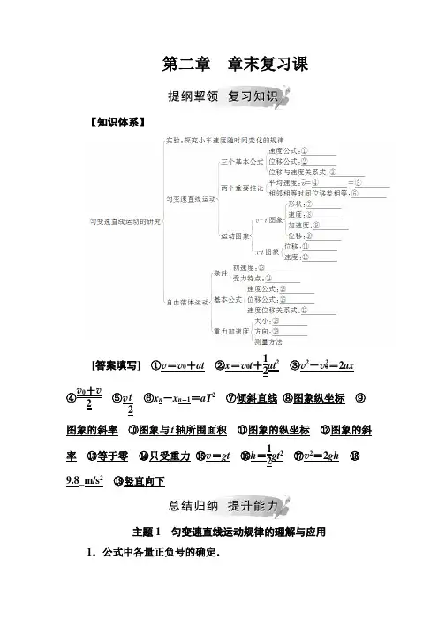 高中物理人教版必修一：第二章 章末复习课+Word版含答案
