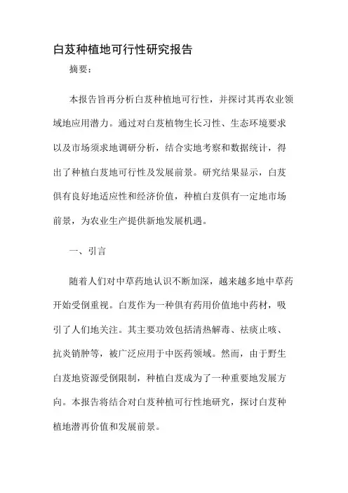 白芨种植的可行性研究报告