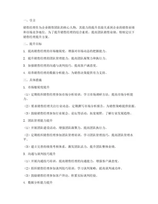 销售经理的提升方案