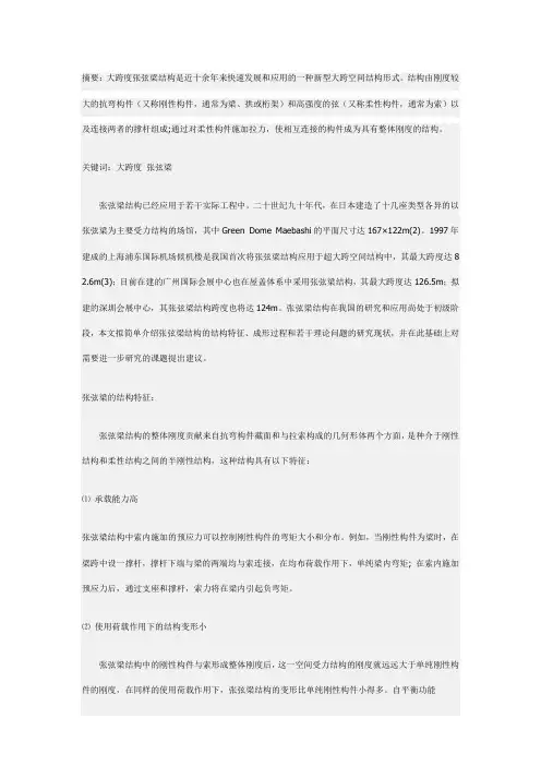 大跨度张弦梁的结构特点和研究课题