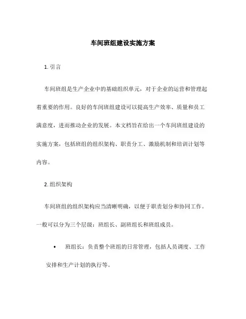 车间班组建设实施方案