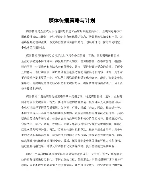 媒体传播策略与计划