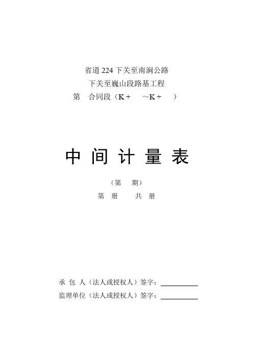 中期计量与支付报表