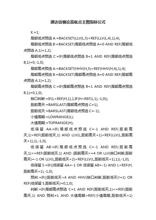 通达信缠论高低点主图指标公式