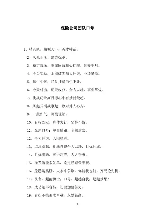 保险公司团队口号