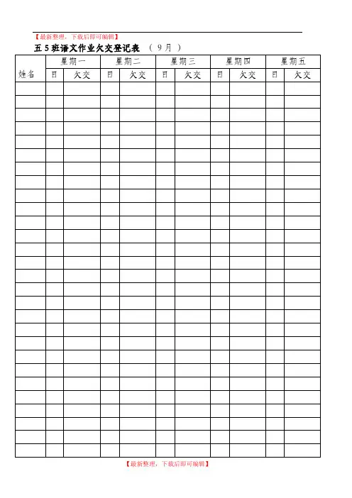 学生完成作业情况登记表(完整资料).doc