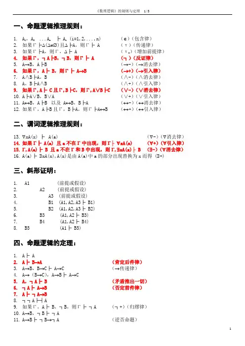 数理逻辑的规则与定理