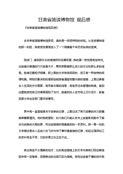 甘肃省简读博物馆 观后感