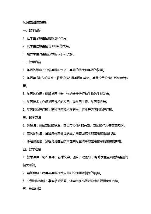 认识基因教案模板