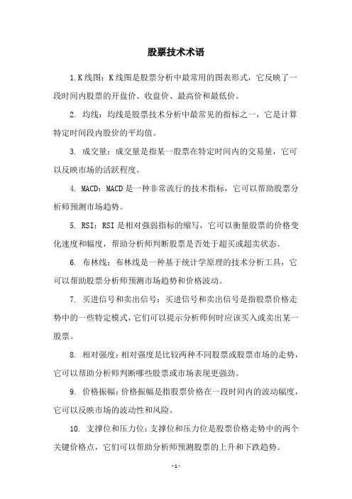 股票技术术语